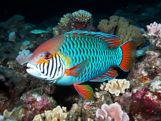 Naklejka na ściany i meble tropical coral reef HD 8K wallpaper Stock Photographic Image