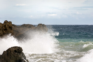 Big waves during a storm in the ocean