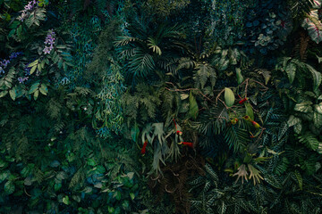 Full frame of nature green background, tropical leaf banner or floral jungle pattern concept.