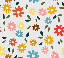 Seamless background of colorful flowers, vector illustration for fashion, poster, wallpaper, sticker, cover designs