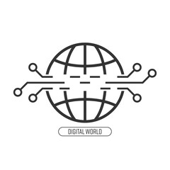 Digital circuit stretch out separated world icon. Digital world concept line Icon. Simple element vector illustration.