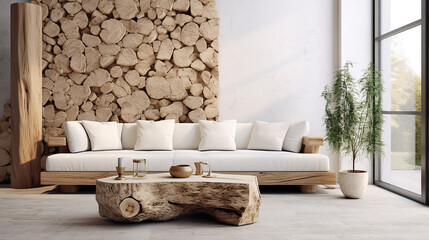 simple design with rustic white upholstered sofa made from solid wood