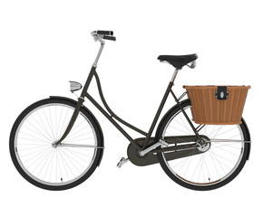 Fototapeta na wymiar Classic bike with basket isolated on transparent background. 3d rendering - illustration