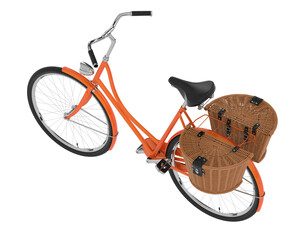 Classic bike with basket isolated on transparent background. 3d rendering - illustration
