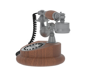 Classic cord phone isolated on transparent background. 3d rendering - illustration