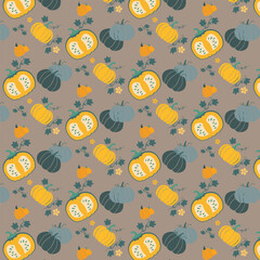 warm autumn pattern pumpkins