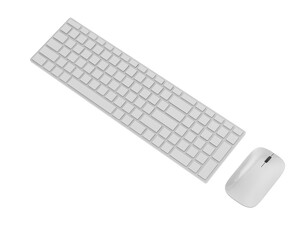 Keyboard and mouse isolated on transparent background. 3d rendering - illustration