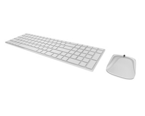 Keyboard and mouse isolated on transparent background. 3d rendering - illustration