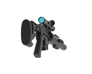 Machine gun isolated on transparent background. 3d rendering - illustration