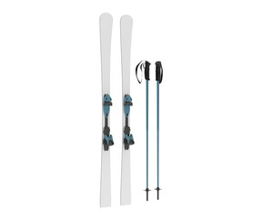 Ski set isolated on transparent background. 3d rendering - illustration