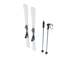 Ski set isolated on transparent background. 3d rendering - illustration