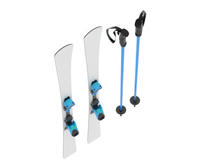 Ski set isolated on transparent background. 3d rendering - illustration