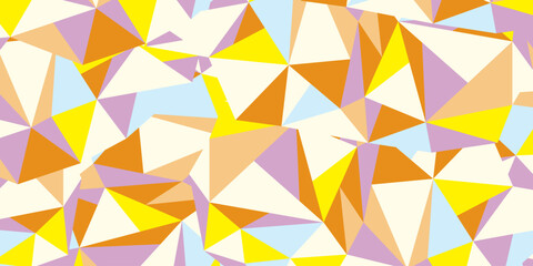 Overlapping colorful triangular patterns, orange, pink, purple, red. Geometric shapes.