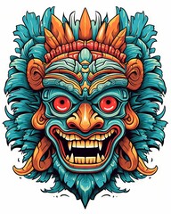 Brightly colored scary monster mask isolated on plain background