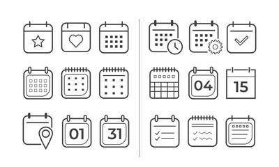 Date and calendar icons set