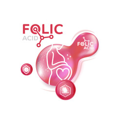 Folic acid Health care and Medical Concept Design.