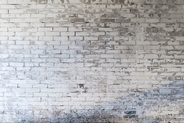 Brick white wall background. White stone brickwork.
