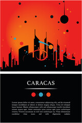 Venezuela Caracas city poster with abstract shapes of skyline, cityscape, landmarks and attractions. South America travel vector illustration for brochure, website, page, business presentation