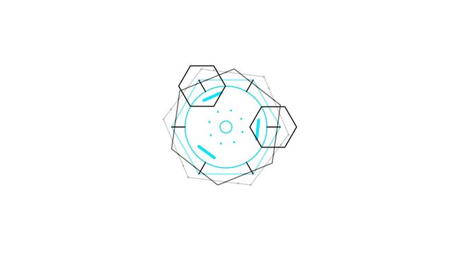 Sci-fi abstract geometric HUD element on alpha channel.