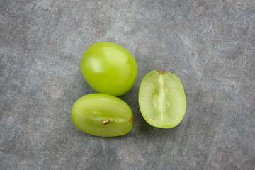 Green sweet grapes, ripe harvest. Delicious and healthy snack. 
