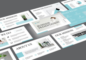 Business Presentation Layout with Blue Accent