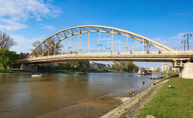 Kossuth Bridge over Moson - Danube river in Gyor, Hungary