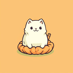 Cute Halloween cat ghost Cartoon style