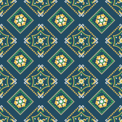 Geometric ethnic pattern seamless flower color. seamless pattern. Design for fabric,curtain,background,carpet,wallpaper,clothing,wrapping,Batik,mandalas,fabric,Vector illustration. pattern style.