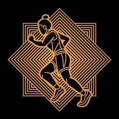 A Woman Start Running Action Marathon Runner Cartoon Female Run Sport Graphic Vector