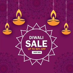 Diwali Sale Poster Design with 50% Discount Offer