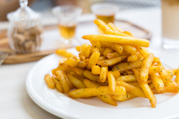 French fries with herb and cheese