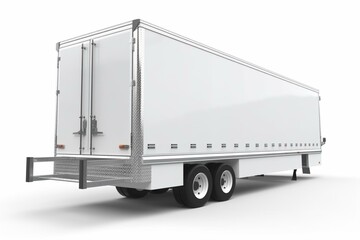 White background 3D refrigerated trailer. Generative AI