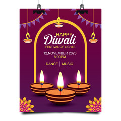 Gradient vertical flyer template for Diwali celebration