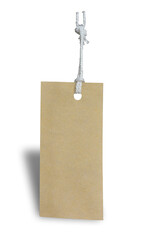 brown paper blank tag isolated on white background. This has clipping path.