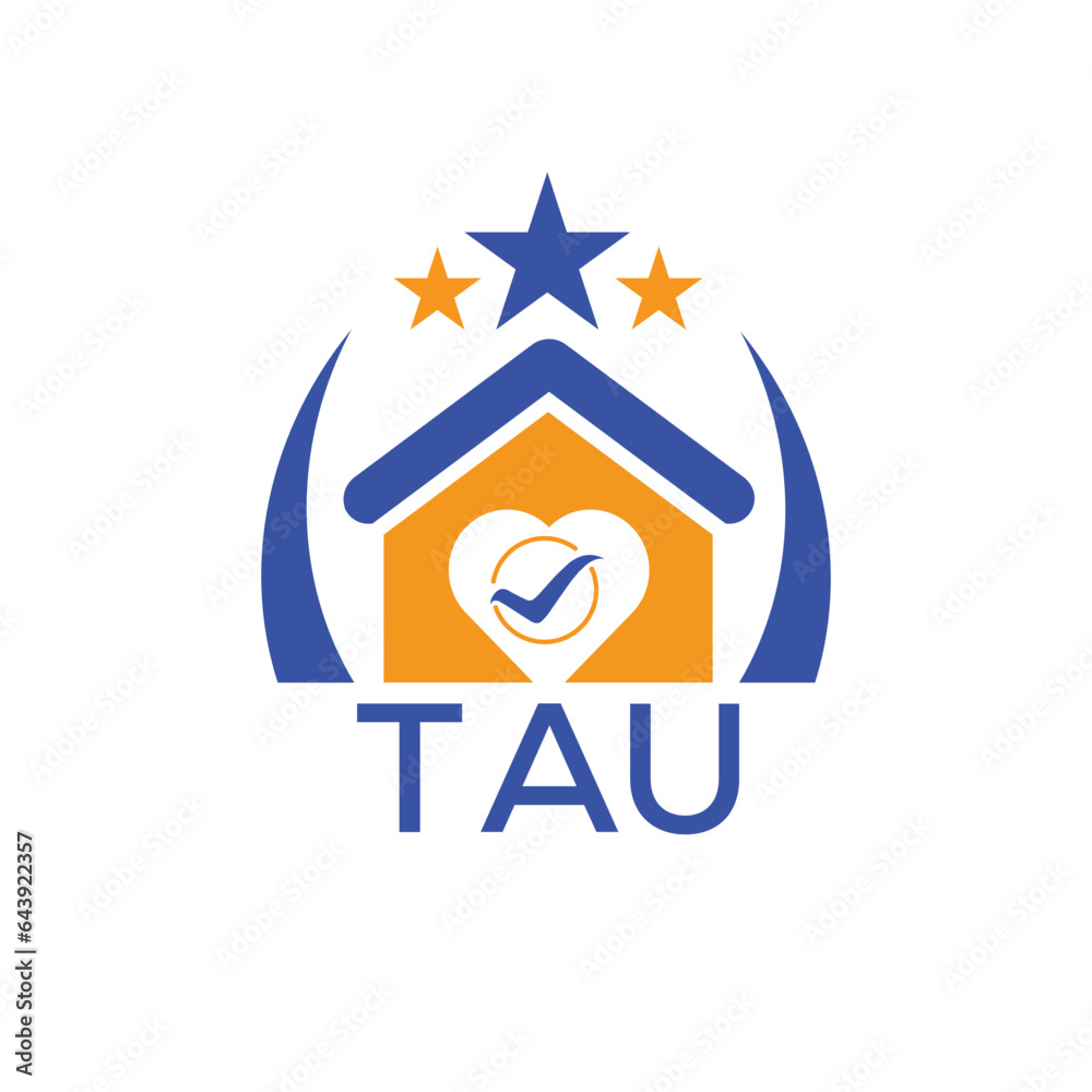 Wall mural tau house logo letter logo and star icon. blue vector image on white background. kjg house monogram 