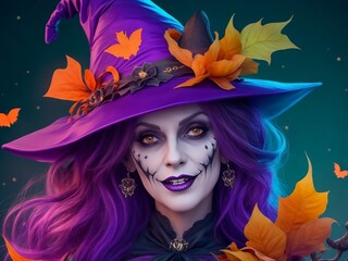 Happy Halloween, Halloween Colorful Witch, Scary Background 