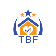 TBF House logo Letter logo and star icon. Blue vector image on white background. KJG house Monogram home logo picture design and best business icon. 
