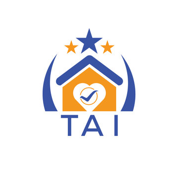 TAI House logo Letter logo and star icon. Blue vector image on white background. KJG house Monogram home logo picture design and best business icon. 

