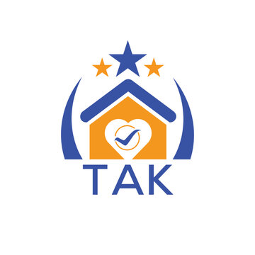 TAK House logo Letter logo and star icon. Blue vector image on white background. KJG house Monogram home logo picture design and best business icon. 
