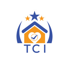TCI House logo Letter logo and star icon. Blue vector image on white background. KJG house Monogram home logo picture design and best business icon. 
