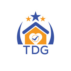 TDG House logo Letter logo and star icon. Blue vector image on white background. KJG house Monogram home logo picture design and best business icon. 
