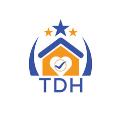 TDH House logo Letter logo and star icon. Blue vector image on white background. KJG house Monogram home logo picture design and best business icon. 
