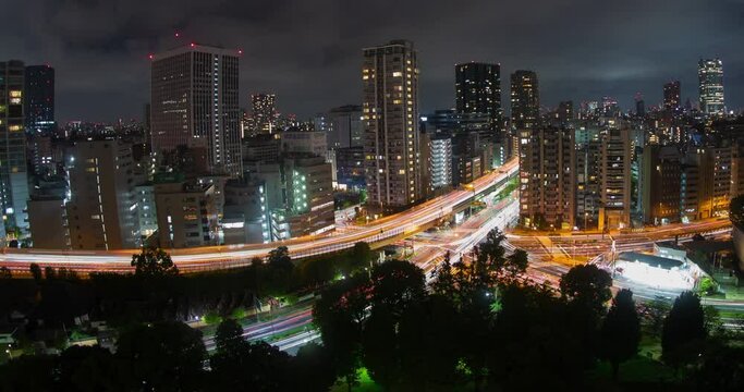 Night Highway Traffic Light Trails City Surreal Futuristic Tokyo