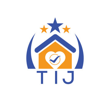 TIJ House logo Letter logo and star icon. Blue vector image on white background. KJG house Monogram home logo picture design and best business icon. 
