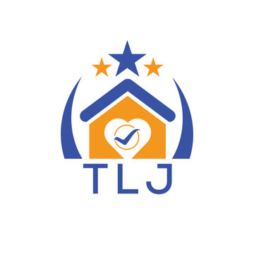TLJ House logo Letter logo and star icon. Blue vector image on white background. KJG house Monogram home logo picture design and best business icon. 
