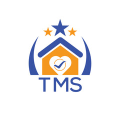 TMS House logo Letter logo and star icon. Blue vector image on white background. KJG house Monogram home logo picture design and best business icon. 
