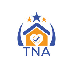 TNA House logo Letter logo and star icon. Blue vector image on white background. KJG house Monogram home logo picture design and best business icon. 
