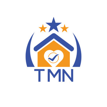 TMN House logo Letter logo and star icon. Blue vector image on white background. KJG house Monogram home logo picture design and best business icon. 
