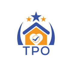 TPO House logo Letter logo and star icon. Blue vector image on white background. KJG house Monogram home logo picture design and best business icon. 
