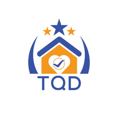 TQD House logo Letter logo and star icon. Blue vector image on white background. KJG house Monogram home logo picture design and best business icon. 
